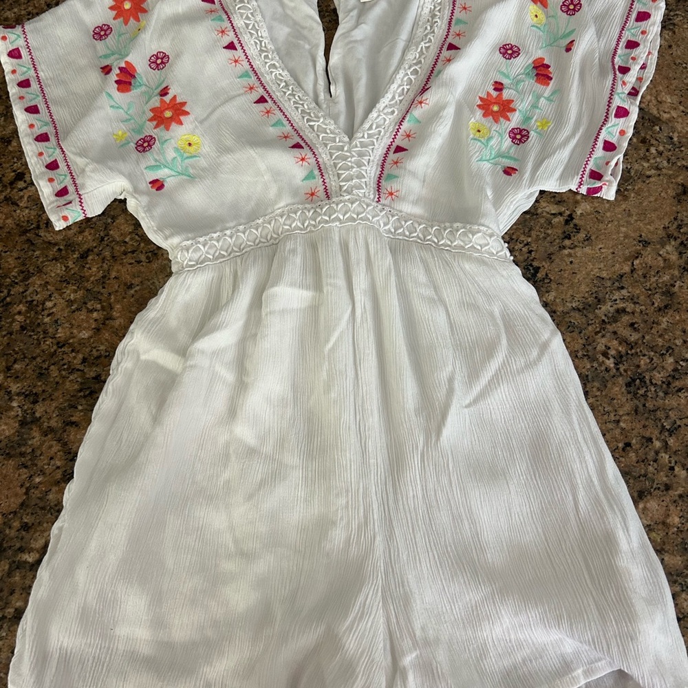 White Embroidered Jumpsuit
